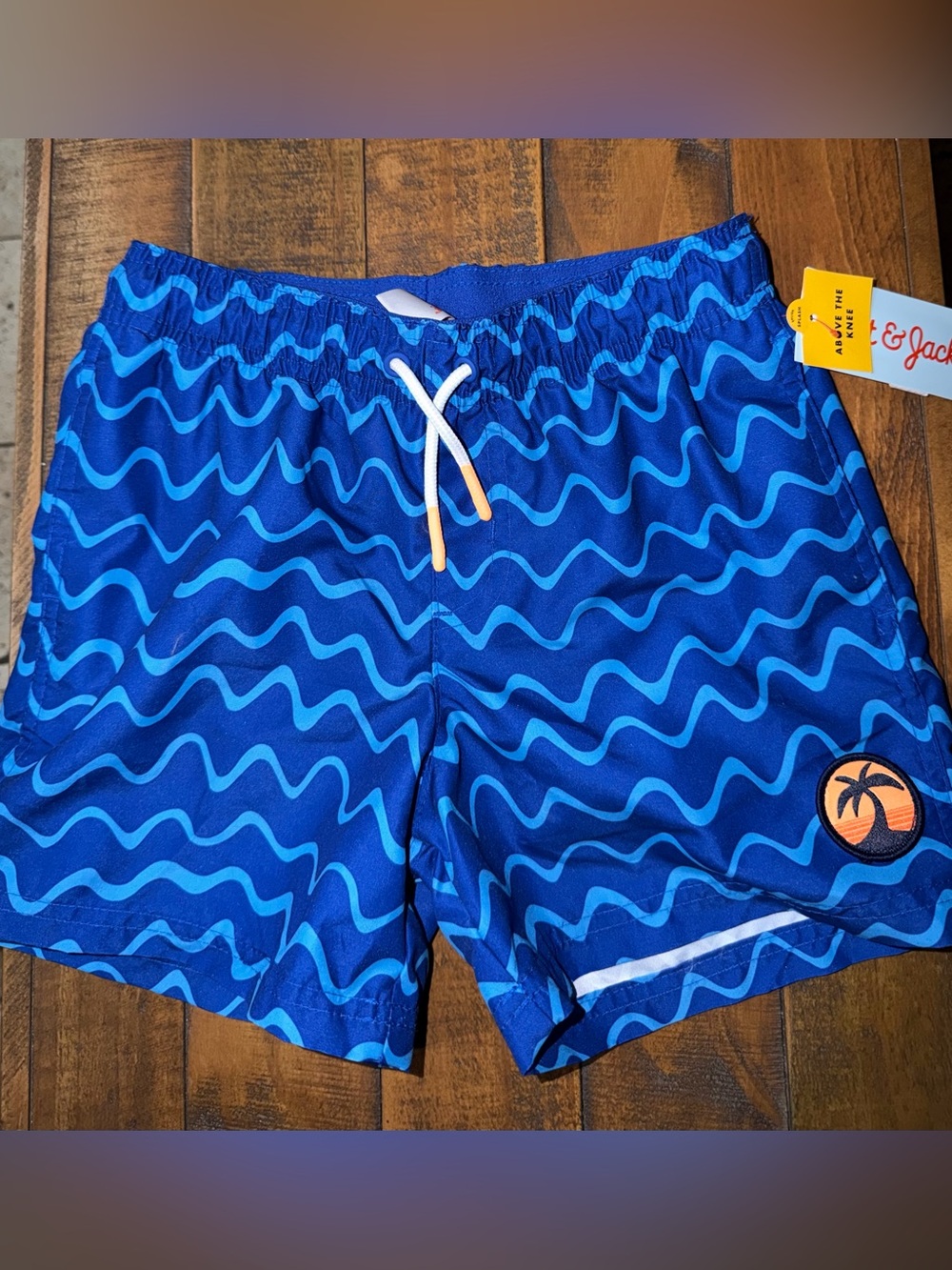 Target Boys Blue Wave Print Swim Trunks